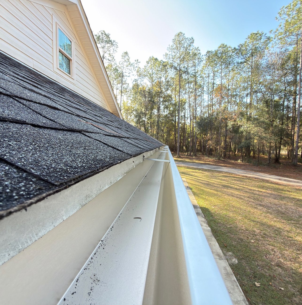 Completed gutter installation on a Carrabelle, FL home