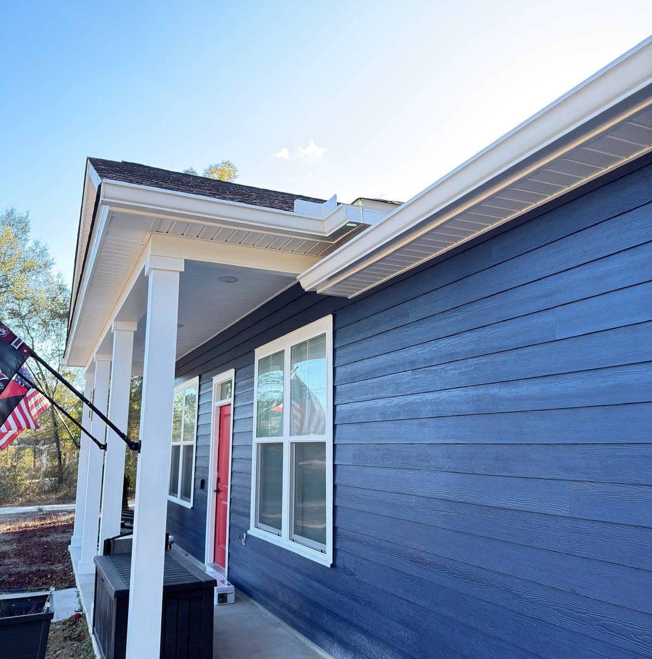Home with gutter and fascia at risk from overflow damage
